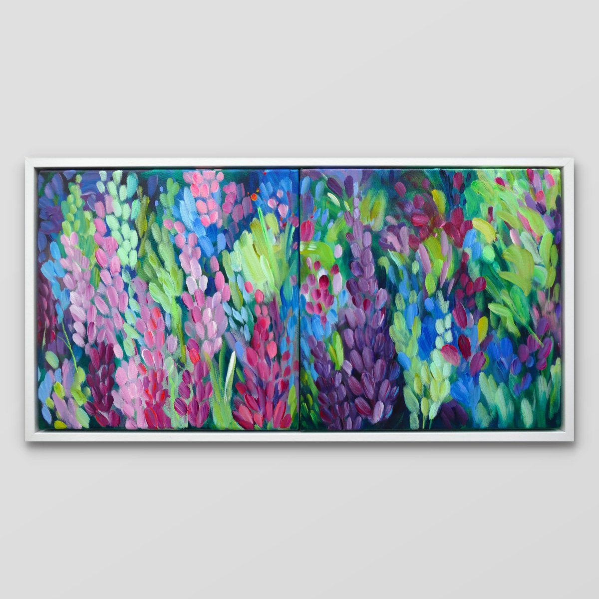 Organic Botanical Acrylic Painting By Alanna Eakin, 25 X 13, Sweet Flowers, Original Artwork