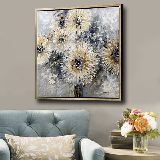 Floral Painting - Modern Chic - Original Oil Abstract Textured