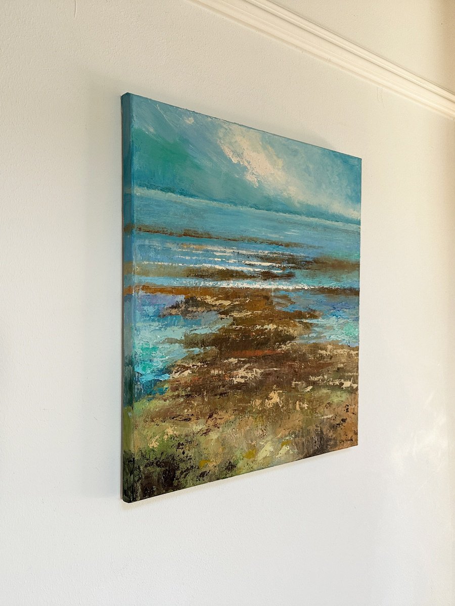 Impressionistic Landscape Oil Painting By Ling Strube, 20 X 20", Bright Day, Original Artwork