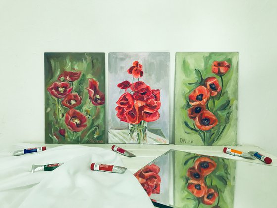 Set of 3 Poppies