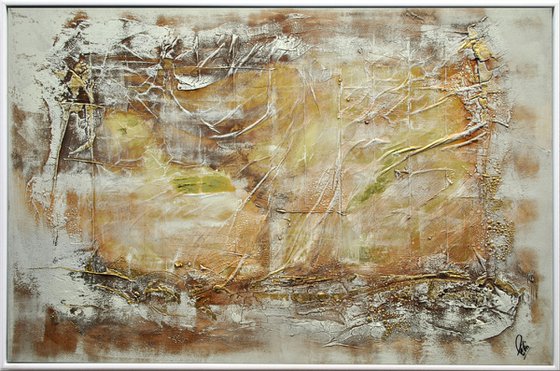 Golden Landscape  - Abstract Art - Acrylic Painting - Canvas Art - Framed Painting - Abstract Painting - Industrial Art