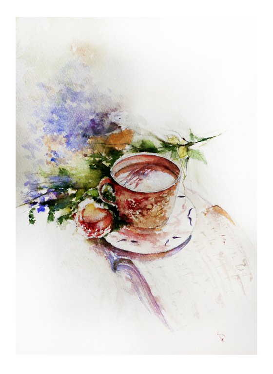 Teatime Still Life Painting in Watercolours