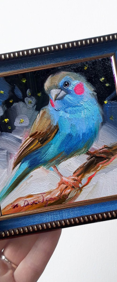 Cardon-bleu bird painting by Nataly Derevyanko