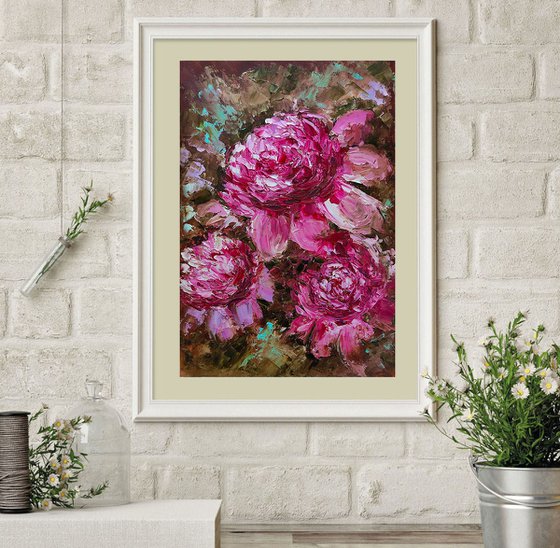 Peonies Flowers Painting