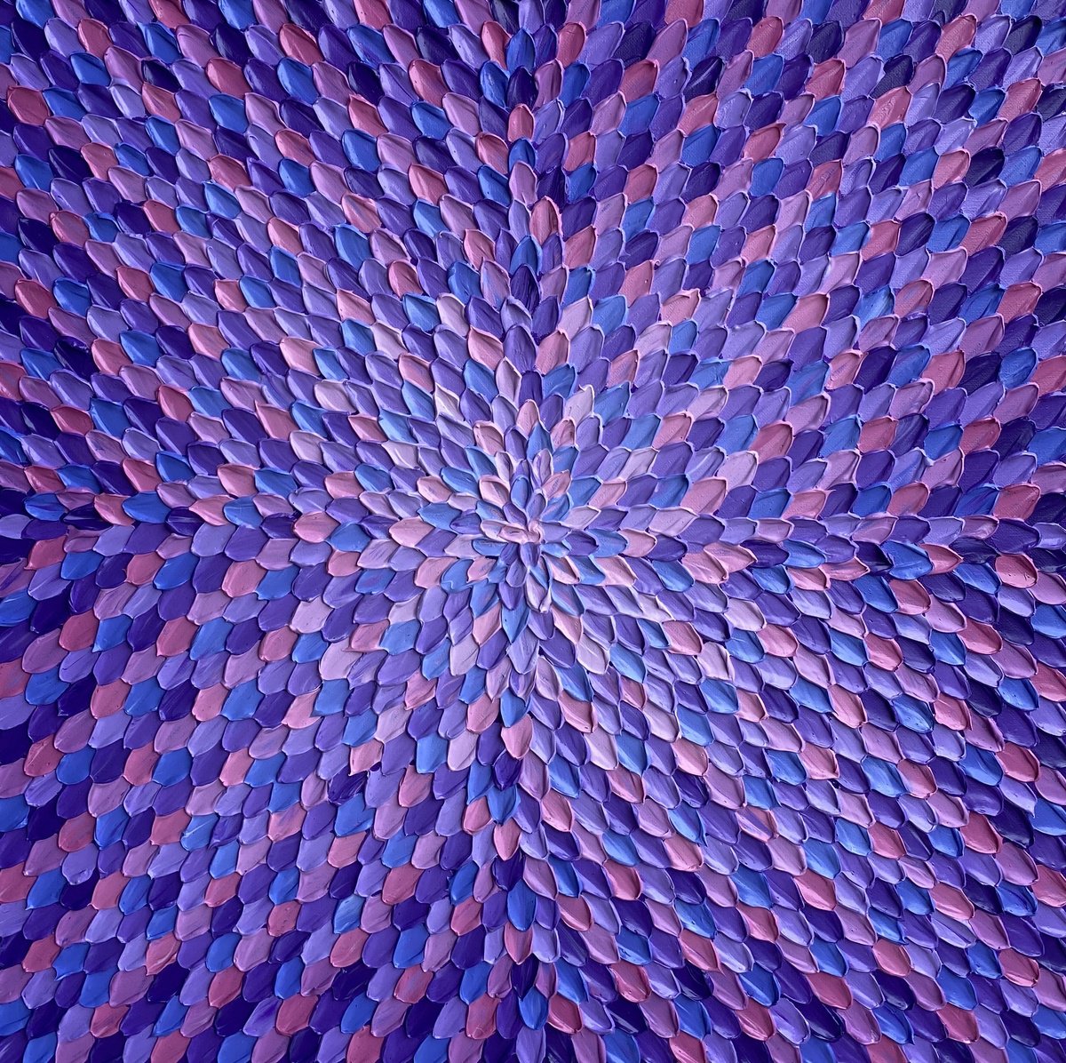 Geometric Abstract Acrylic Painting By Guzaliya Xavier, 24 X 24, Purple Dreams Ii, Original Artwork