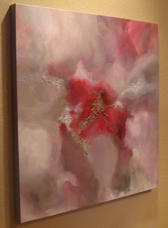 Desire Abstract paintings Large paintings 36x36in. Pink paintings Red paintings