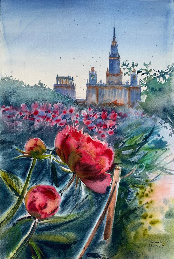 Flowers in the garden of Moscow University