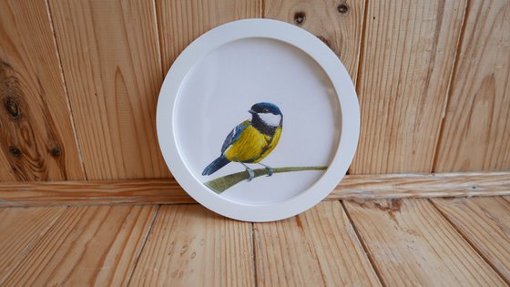 Framed Bird art. Great tit. Part 2