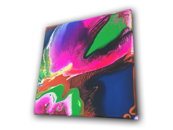 "Green Envy" - FREE USA SHIPPING -  Original Abstract PMS Acrylic Painting, 12 x 12 inches