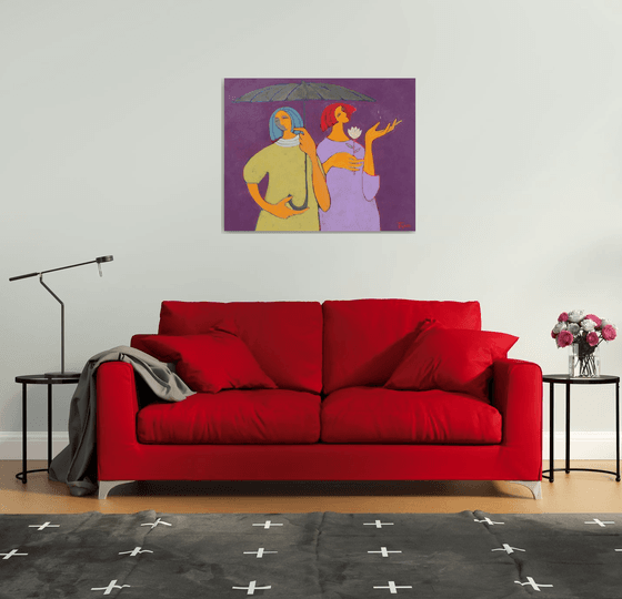 Two under an umbrella.