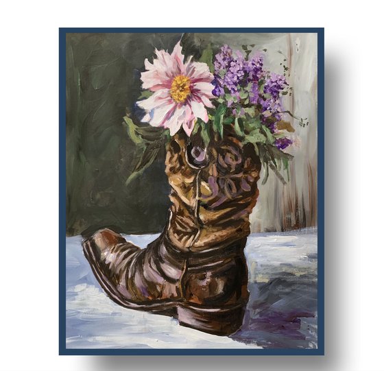 Cowboy Boot with Wildflowers.