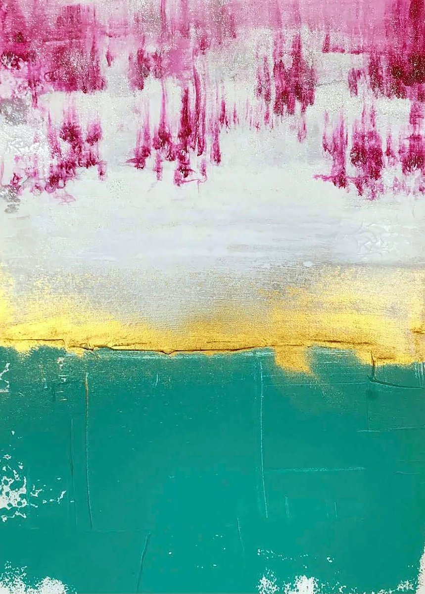 Impressionistic Abstract Acrylic Painting By Olga Melezhik, 20 X 28", Bloom, Original Artwork