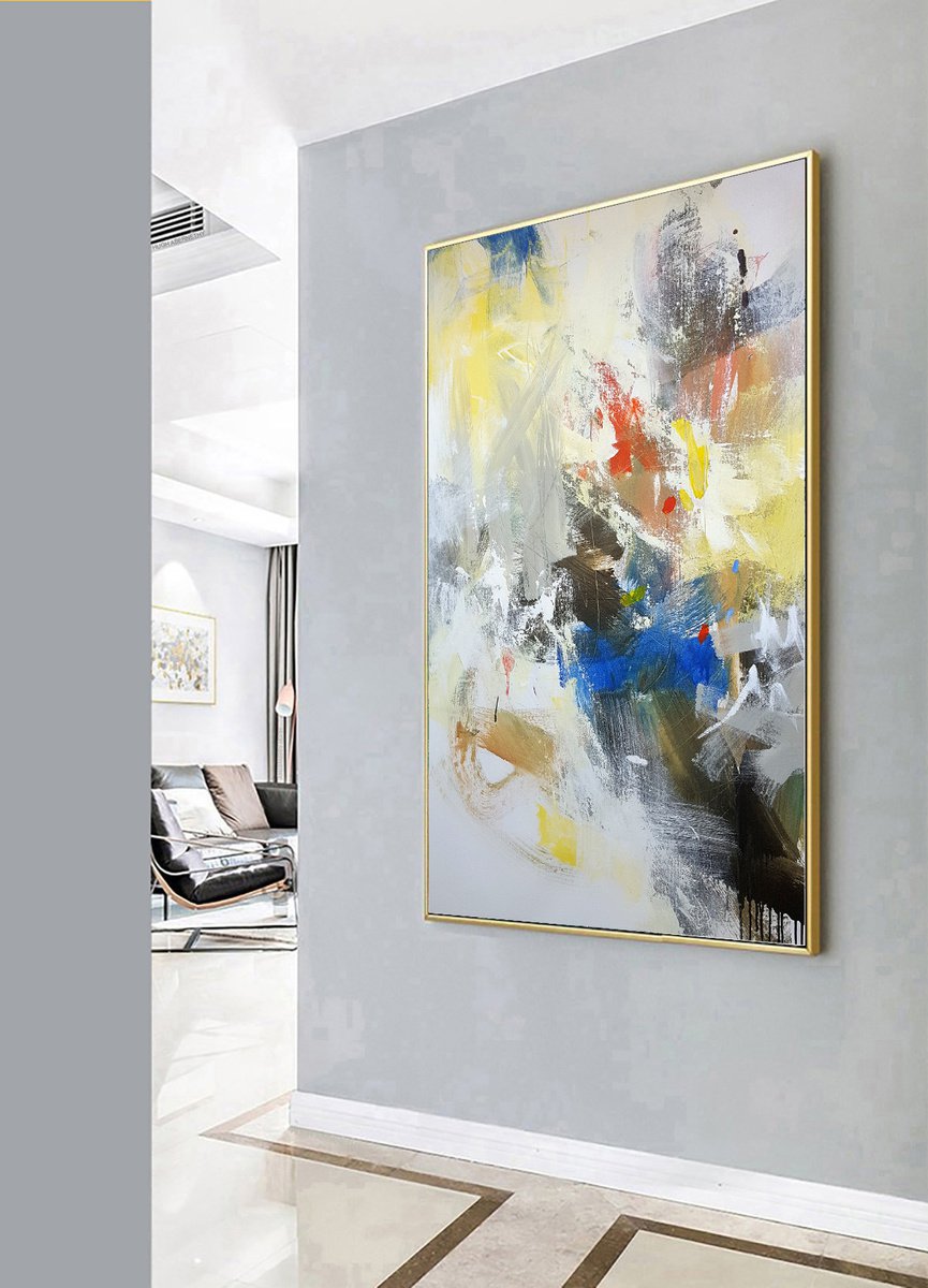 Abstract Oil Painting By Hugh Abernethy, 36 X 60, Umbble, Original Artwork