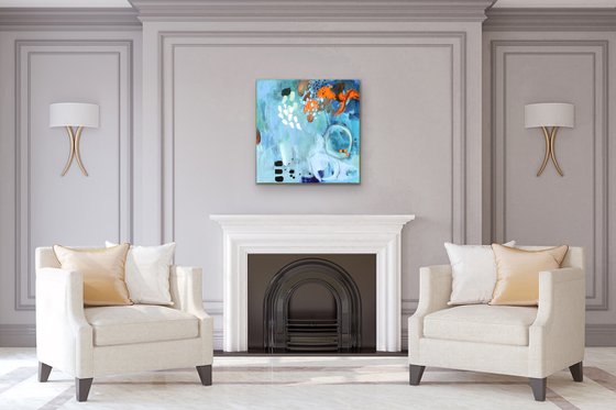 Oh! Oh! On dirait qu'il va pleuvoir - Original abstract landscape on canvas - Ready to hang