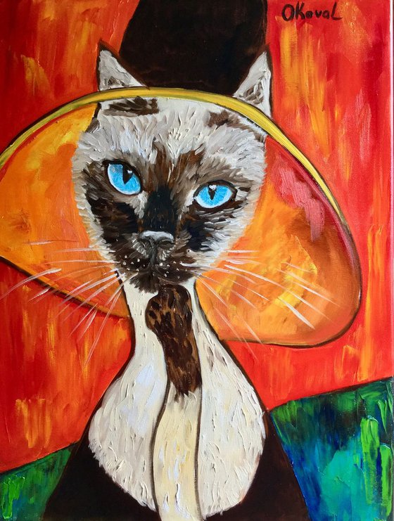 Cat  in a Hat, inspired by Amedeo Clemente Modigliani