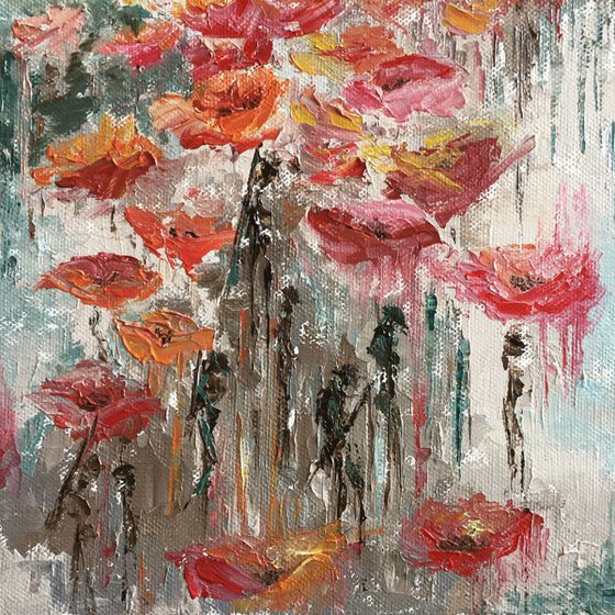 Platoon of Poppies - impressionist poppies