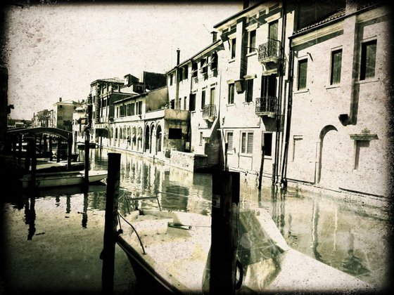 Venice sister town Chioggia in Italy - 60x80x4cm print on canvas 01077m1 READY to HANG