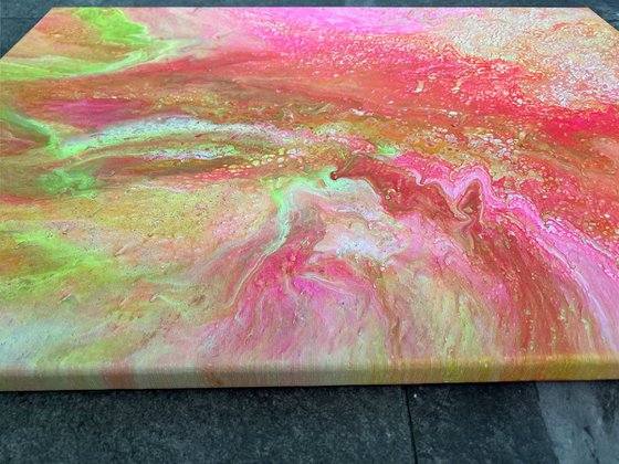 "Bubbling Up" - FREE USA SHIPPING - Original Abstract PMS Fluid Acrylic Painting - 18 x 24 inches