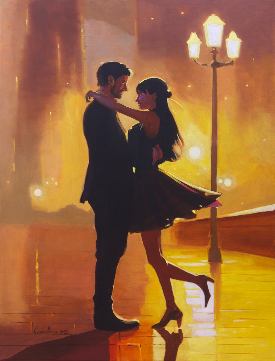 Impressionistic Portrait Oil Painting By Gordon Bruce, 18 X 24, A Romantic Couple, Original Artwork