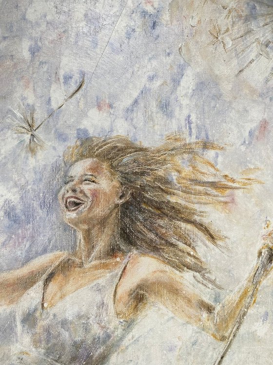 Swing of Happiness: Girl with Dandelions