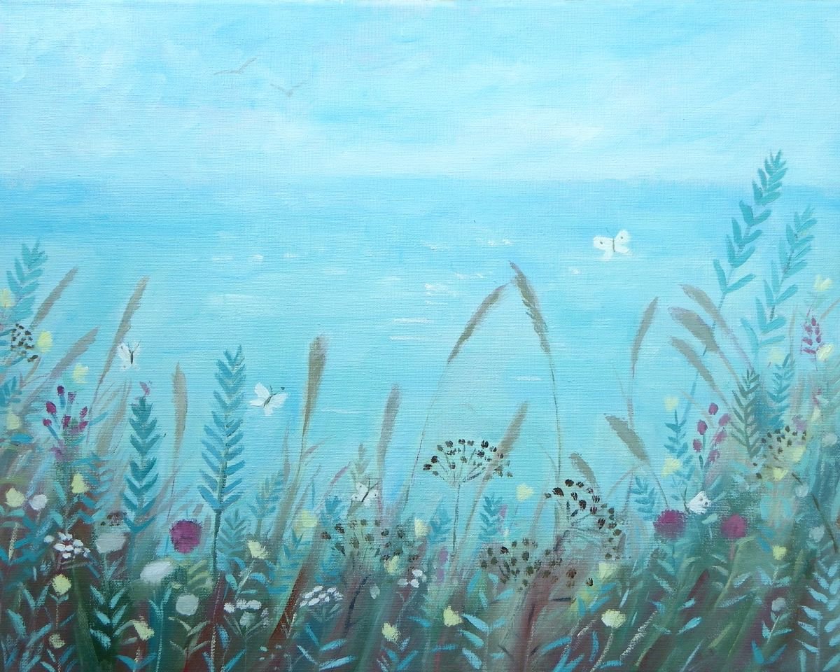 Floral Coast- seascape art - canvas art by Mary Stubberfield