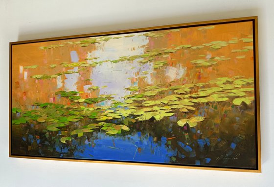 Waterlilies, Original Oil painting, Handmade artwork, One of a kind