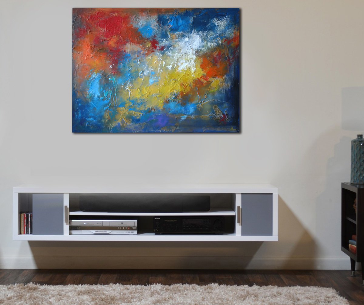 Abstract Acrylic Painting By Rumen Spasov, 31 X 24", Strange Thoughts, Original Artwork