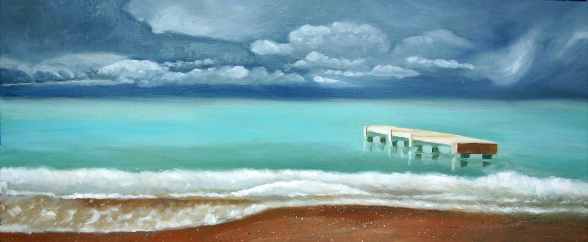 Stormy Sky at Nice- original seascape painting by Mary Stubberfield
