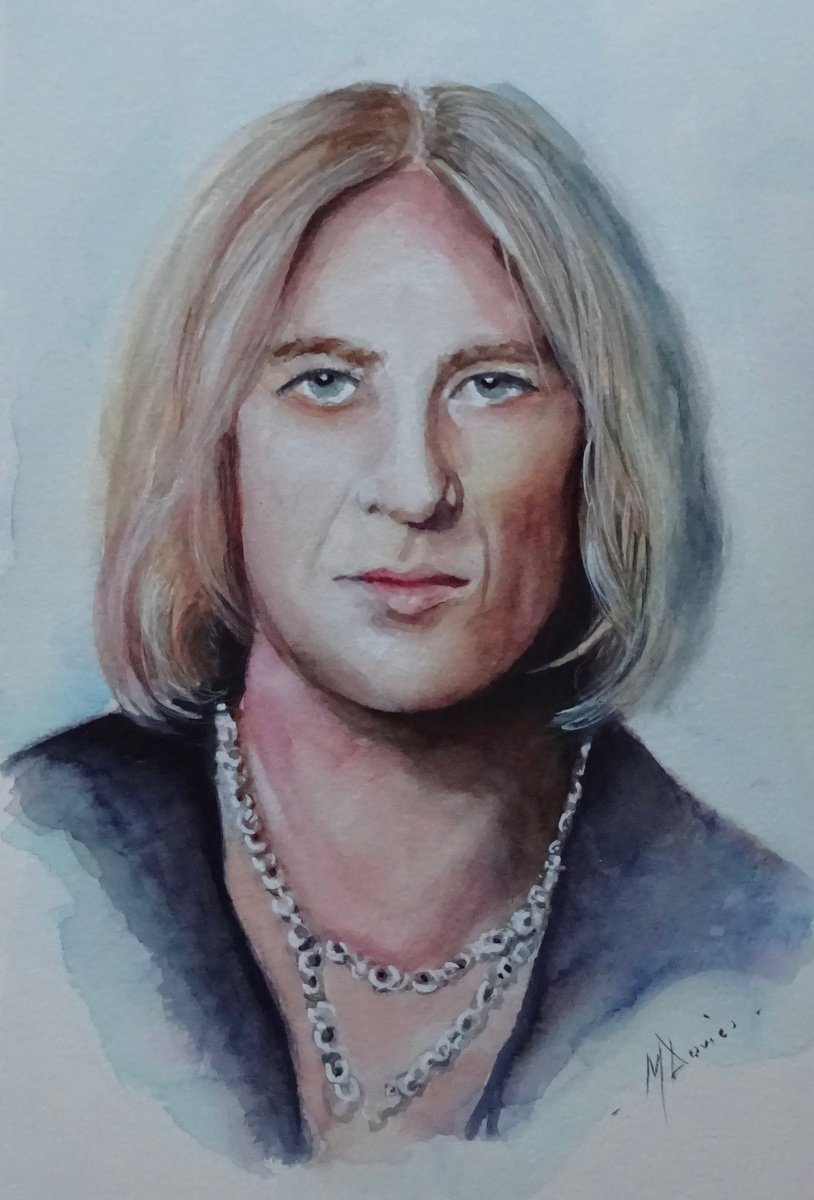Photorealistic Portrait Watercolour By Mel Davies Original Art, 12 X 17", Joe Elliott, Original Artwork