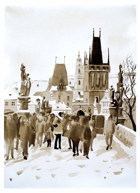 Charles Bridge, Prague - monochrome art