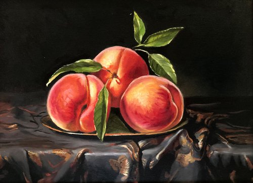 Peaches on Silk by Tatyana Holodnova