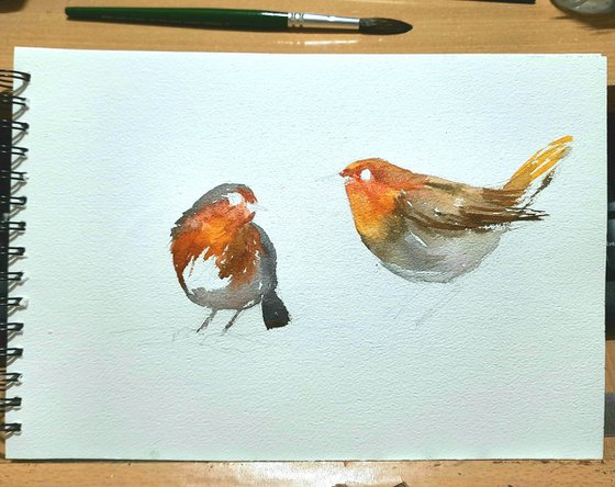 Set of two- Parakeets and Robins