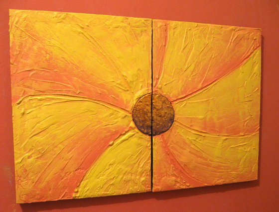 original abstract flower painting art canvas - 23 x 16 inches