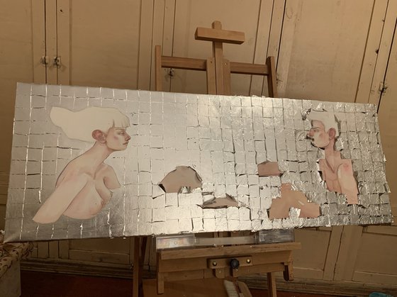 There is a silence between them 110x40 cm