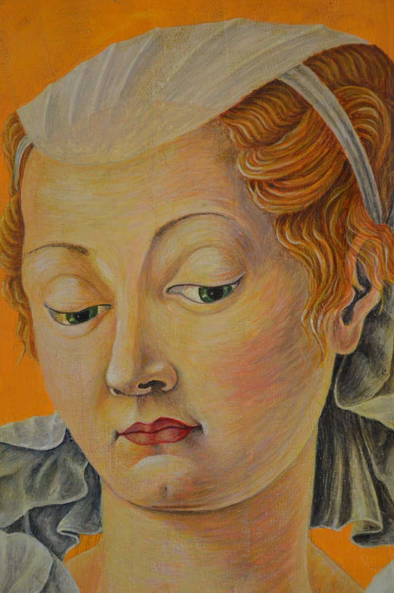 Portrait Painting By Giuliano Monechi, 15 X 17, Lucia Griffoni, Original Artwork