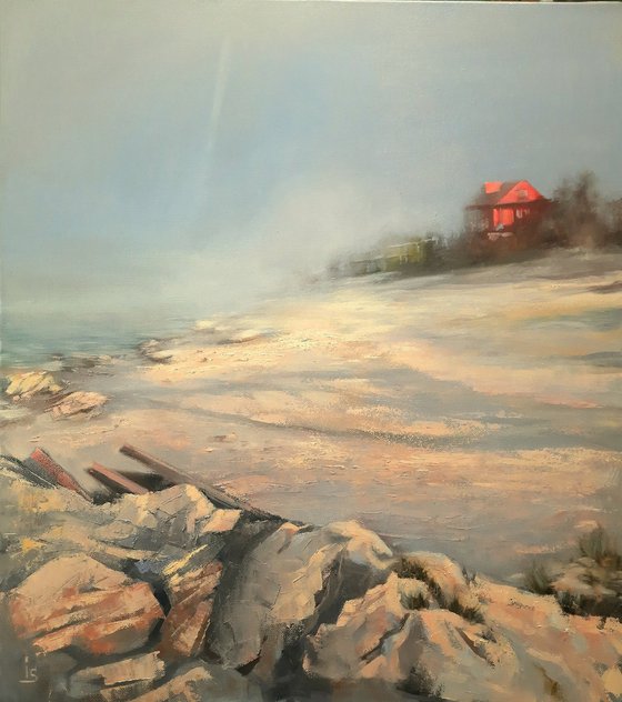 The Red House at misty beach