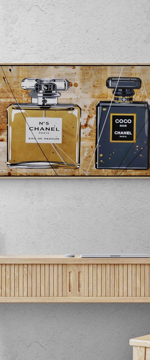 Coco Fragrance 160cm x 60cm Textured Book Page Urban Pop Art by Franko