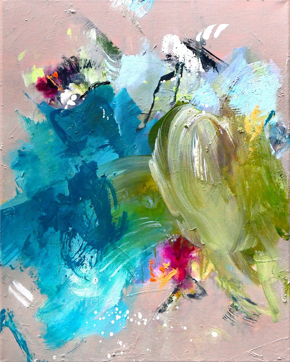 Abstract Acrylic Painting By Kirsten Handelmann, 16 X 20", Fleeting Moments, Original Artwork