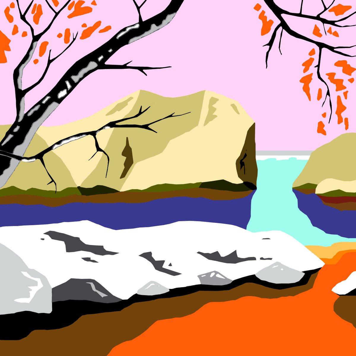 Illustrative Giclee Print , The Crag By Alejos, 17 X 17, Artwork For Sale On Artfinder