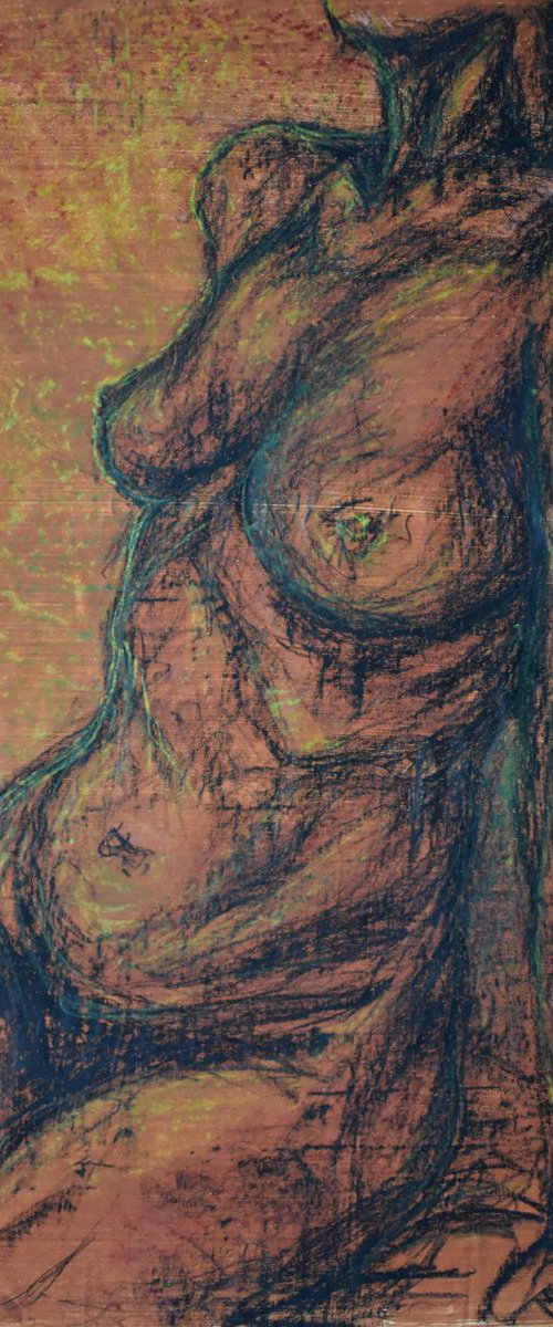 Busto di donna nuda, pastello 3 by Milena Nicosia
