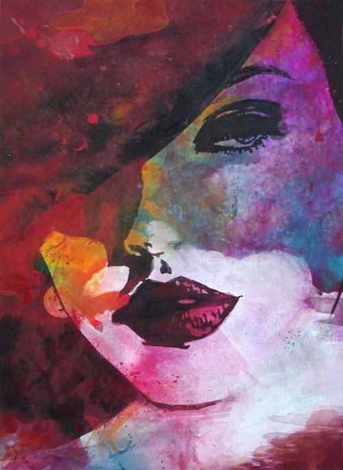 "Moulin rouge girl"  Portrait of a beauty, New Contemporary Art by Joel Imen