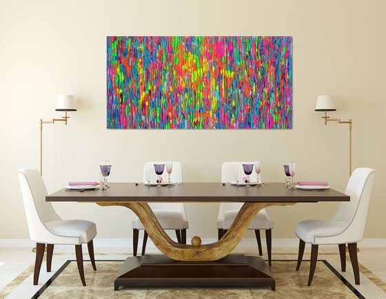 63x31.5'' Large Ready to Hang Colourful Modern Abstract Painting - XXXL Happy Gypsy Dance 12