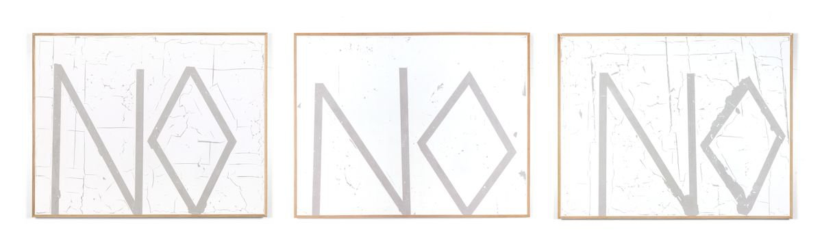 Graphic Abstract Painting By Johan Soderstrom, 148 X 39, The Three No