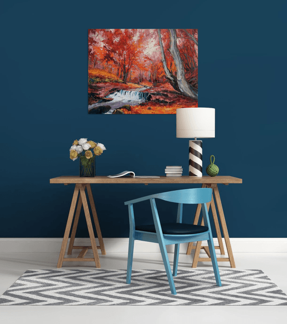 " river in autumn forest "