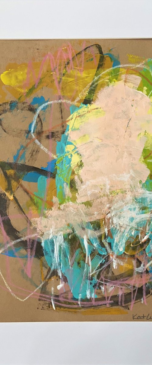 Hidden Gems 25 - brightly colored energetic bold abstract painting raw art by Kat Crosby