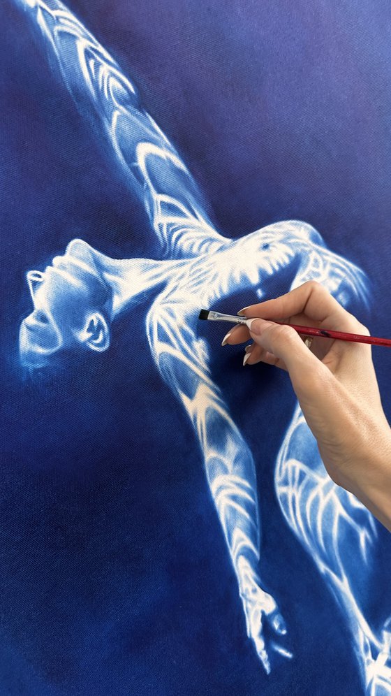 Siren's Call - Vertical Blue Underwater Nude