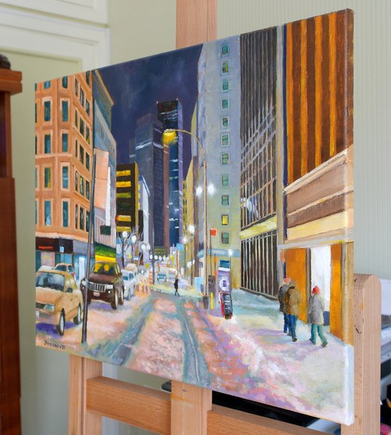 New York, Night Winter Street