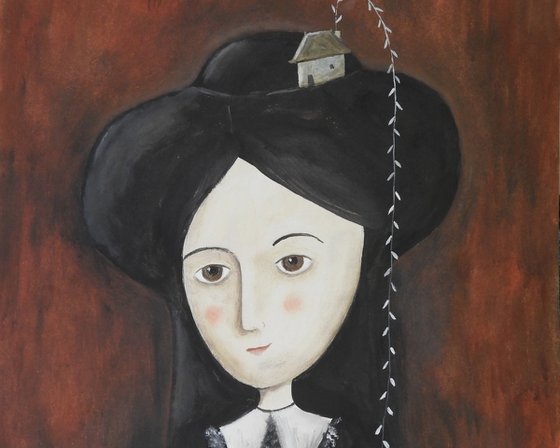 Portrait in red and black