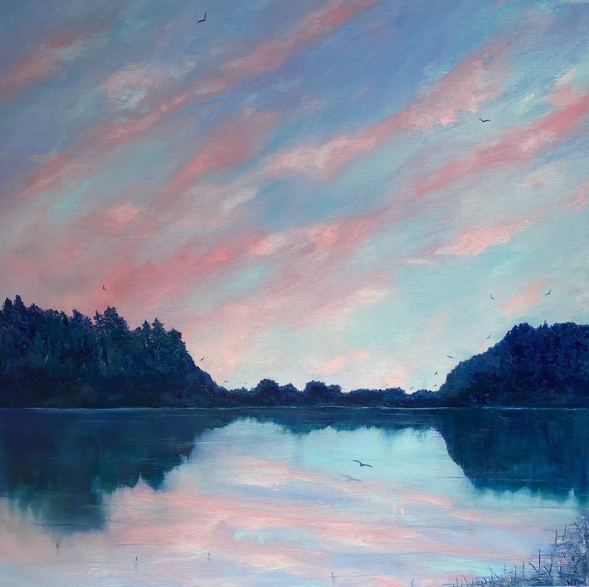 Expressive Oil Painting , Evening Peace By Nicole Tudor-Williams, 24 X 24, Artwork For Sale On Artfinder