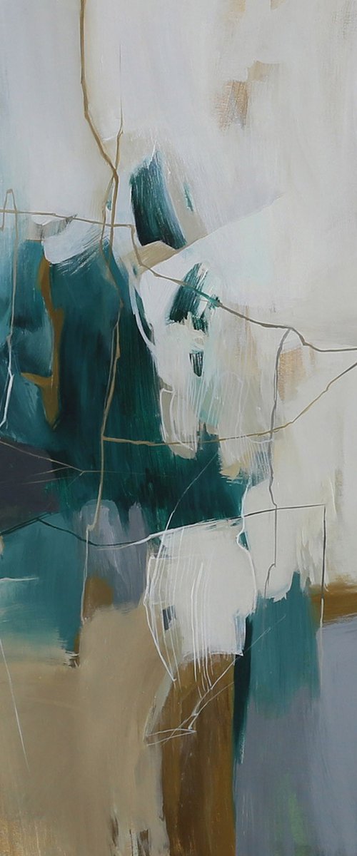 "Melody 4" Abstract teal gray brown art by Nina Smykalova